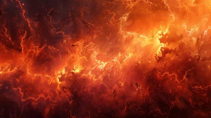 Deurstickers Donkerrood Inferno chasms weave through fiery landscape
