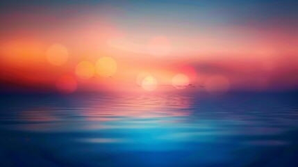 Naklejka na ściany i meble Blurry sunset over the ocean