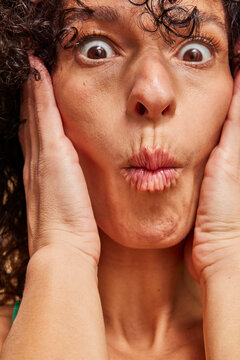 Model making face in studio