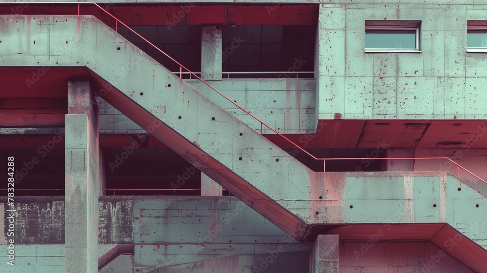 Poster digital manipulation of urban photographs to create a surreal dreamscape inspired by neo brutalist a