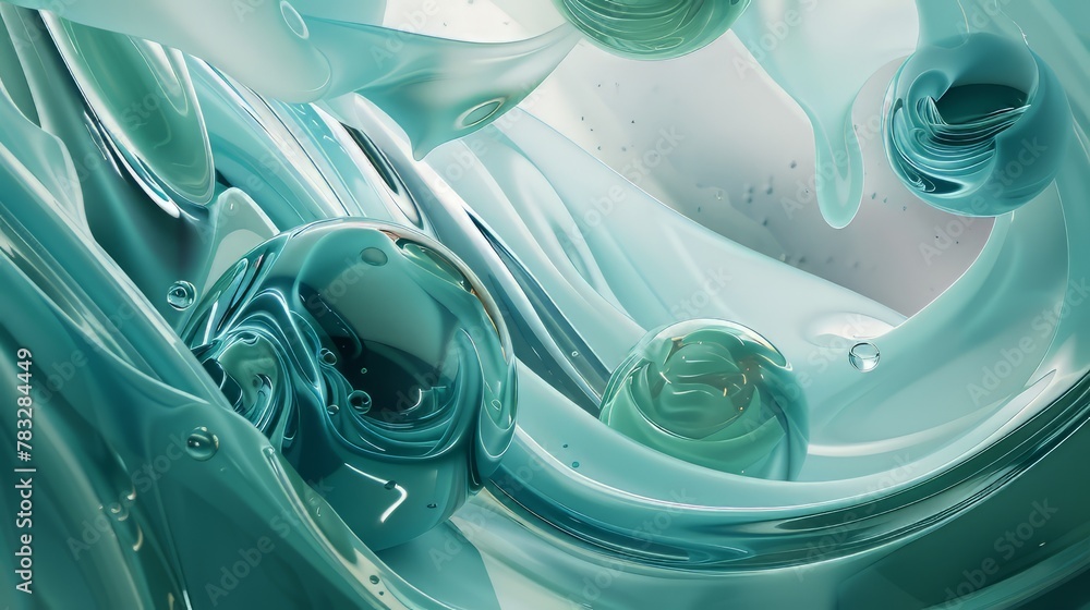 Poster dynamic glassmorphism composition with layered elements and subtle animations