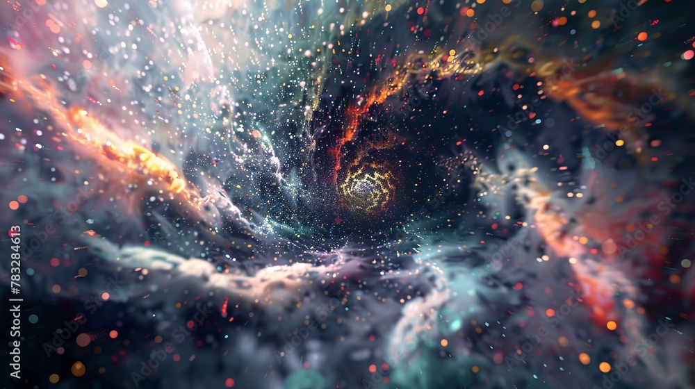 Poster energetic dispersion texture with swirling particles and dynamic motion