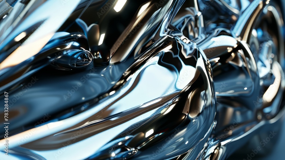 Poster glossy chrome effect enhancing the realism of 3d animations