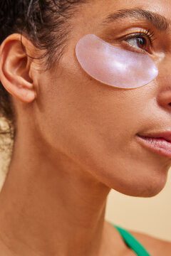 Model wearing beauty eye patch 