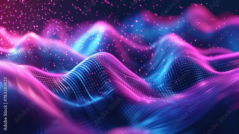 Poster a computer generated image of waves and bubbles, ai