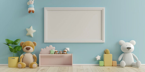 Mockup frame in Child Room. 3d render.