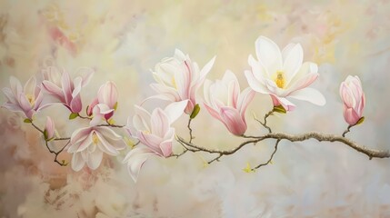 Magnolia blossoms against a soft pastel background