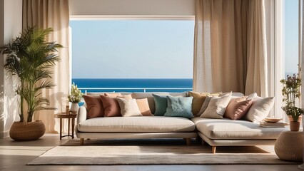 modern living room overlooking the ocean