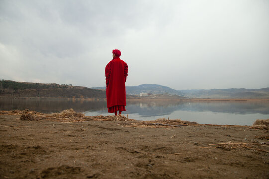 A girl in the red coat 