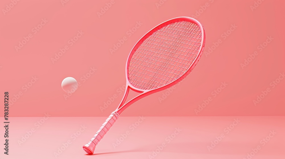 Poster badminton birdie and racket levitating 3d style isolated flying objects memphis style 3d render ai g