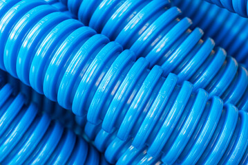 Corrugated pipe for electrical installation close-up