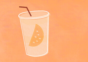 Soda fruit drink with lemon illustration