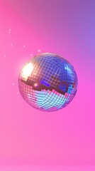 Colorful disco ball floating in the air 3D style isolated flying objects memphis style 3D render   AI generated illustration