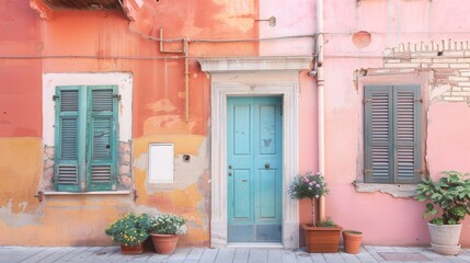 Delicate pastel hues transport you to the streets of Italy   AI generated illustration