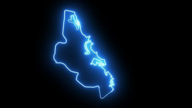 map of Batticaloa in Sri Lanka with glowing neon effect