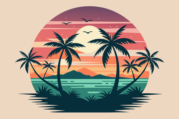 Fototapeta na wymiar -t-shirt-featuring-a-serene-sunset-vector illustration 