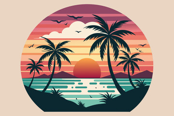t-shirt-featuring-a-serene-sunset vector illustration 