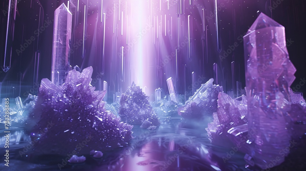 Poster Ethereal objects in a 3D realm   AI generated illustration
