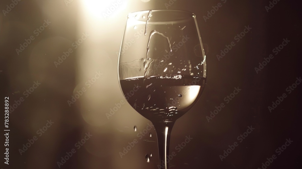 Aufkleber experiment with backlighting to emphasize the translucency of a flying glass of wine ai generated il