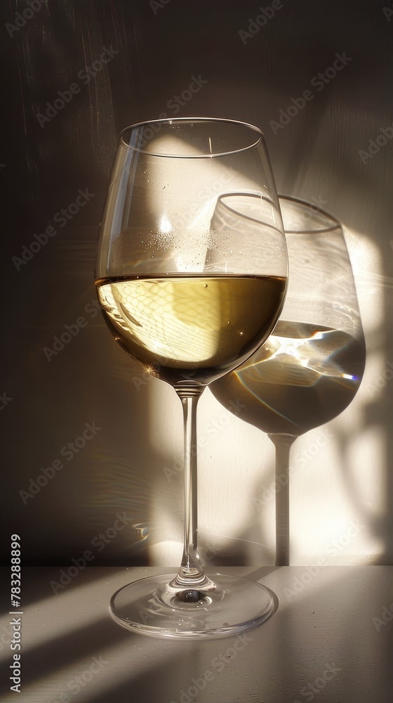 Aufkleber experiment with backlighting to emphasize the translucency of a flying glass of wine ai generated il