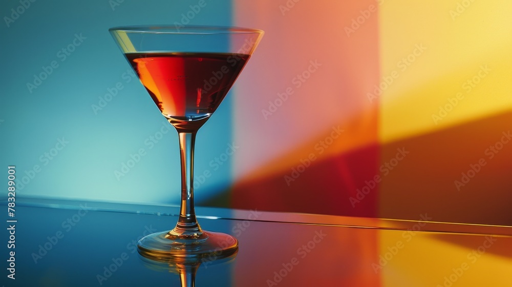 Poster experiment with reflections to showcase the elegance of a floating cocktail ai generated illustratio