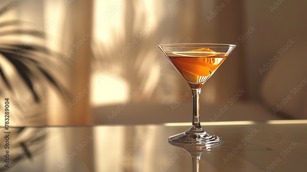 Poster experiment with reflections to showcase the elegance of a floating cocktail ai generated illustratio