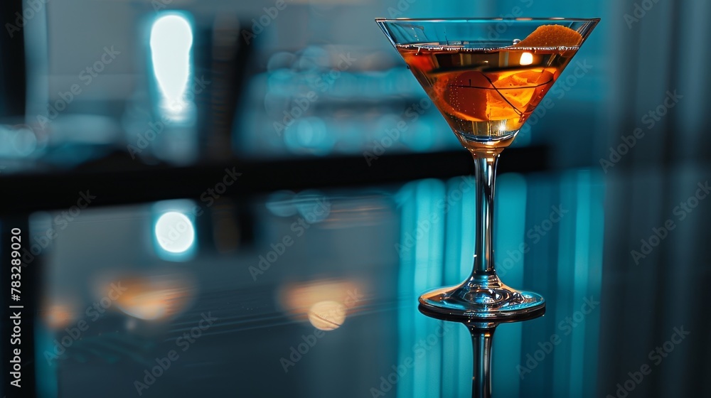 Poster experiment with reflections to showcase the elegance of a floating cocktail ai generated illustratio