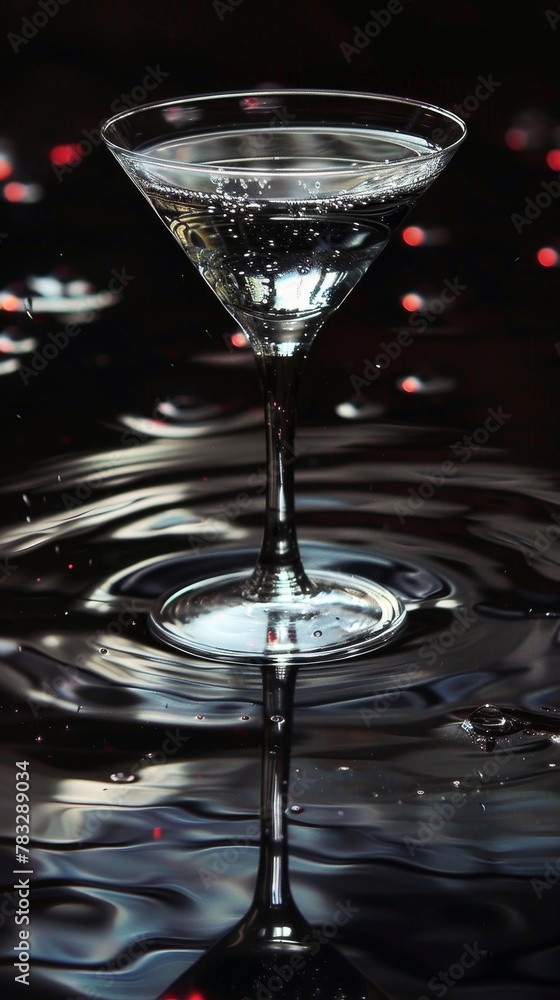 Poster experiment with reflections to showcase the elegance of a floating cocktail ai generated illustratio