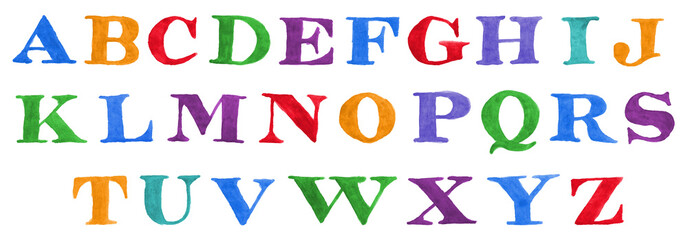 Watercolor Alphabet Serif Colorful