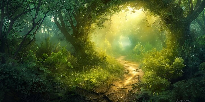 Wood fairy, path in magic forest