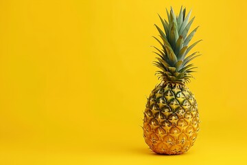 Pineapple on vivid yellow background