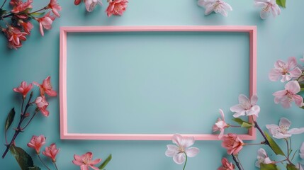 Obraz premium frame background with flowers for design.