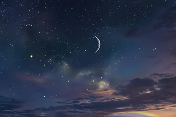 Foto op Plexiglas A mystical night sky scene with stars a moon © AI Farm