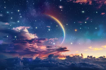 Foto op Plexiglas A mystical night sky scene with stars a moon © AI Farm