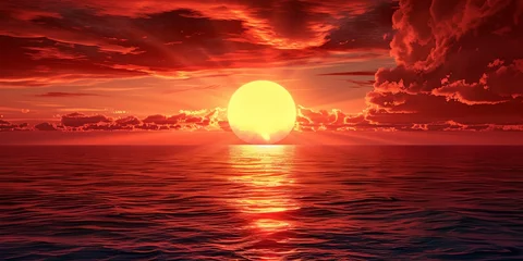 Rolgordijnen Dramatic orange and red sunset sky © inspiretta