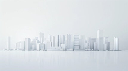 Fototapeta na wymiar abstract city skyline , minimal white abstract background and a city with tall buildings in the subtle background