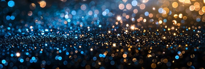 Blue glitter background, sparkly blurred bokeh