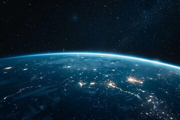 Blue hued satellite orbits Earth a technological marvel bridging global communication