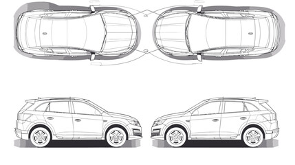 Obraz premium a drawing of the front and back view of a car