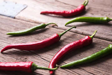 Red and green chilies