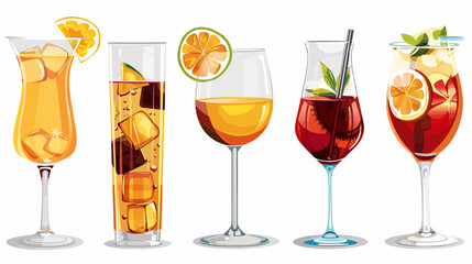 a set of four different types of drinks