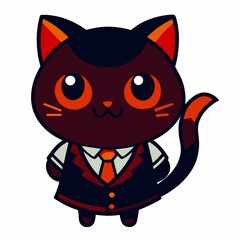 Whiskered Wisdom Cute Anime Cat Teacher Vector Illustration