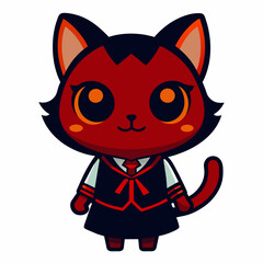 Whiskered Wisdom Cute Anime Cat Teacher Vector Illustration
