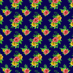 Beautiful flower patterns on a Blue background. Flower pattern and ready for print