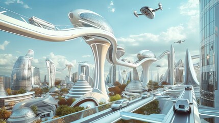 Obraz premium futuristic cityscape with advanced infrastructure
