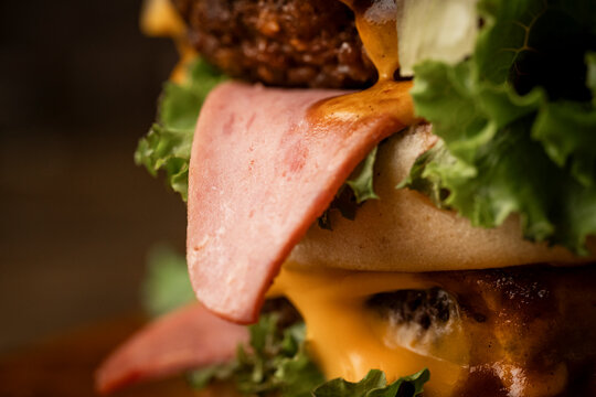 Close-up image of a hamburger