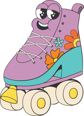 Retro roller-skate colorful cartoon character