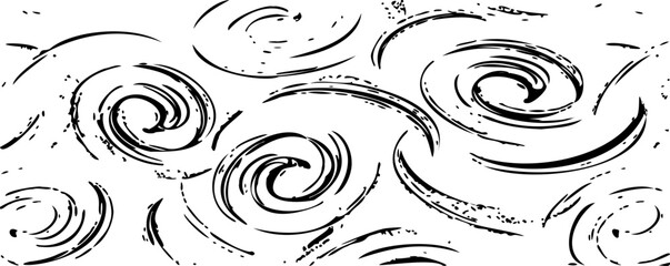 Monochrome texture composed of irregular graphic elements. Distressed uneven grunge background. Abstract vector illustration. Overlay for interesting effect and depth. Isolated on white background.
