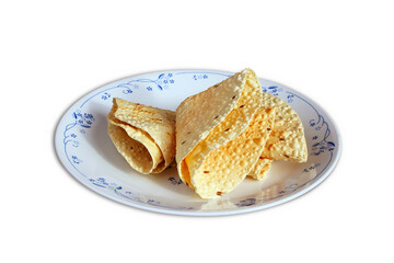 traditional indian gujarati food snack roasted jeera masala Mung dal and urad dal papad or...