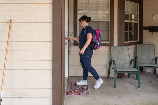 Nurse locking front door